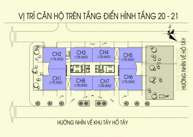 Mặt bằng căn hộ điển hình tầng 20-21 tòa N03T5 Ngoại Giao Đoàn